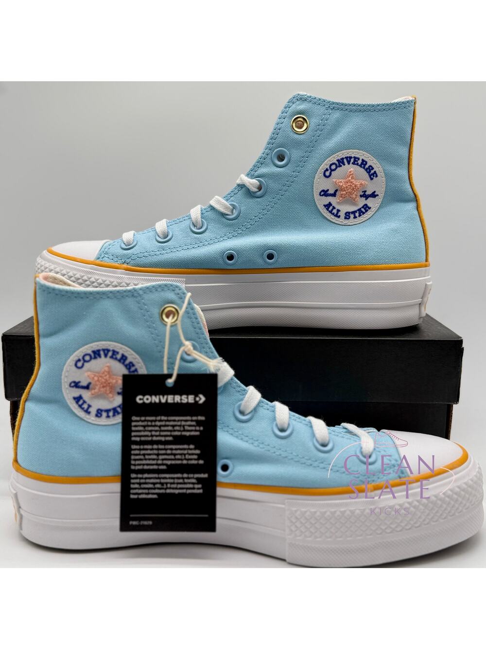 Converse Chuck Taylor All Star Lift Hi Sky/White/Yellow Women's 7 NIB